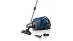Image of bosch bagless vacuum cleaner in blue, featuring a powerful 1200W motor and HEPA filtration system