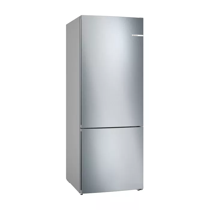 Bosch fridge 483 L with a sleek stainless steel finish and bottom freezer compartment
