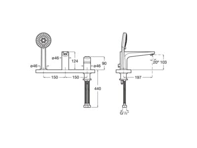 Roca Atlas Shower Mixer 3 Holes A5A9890C00