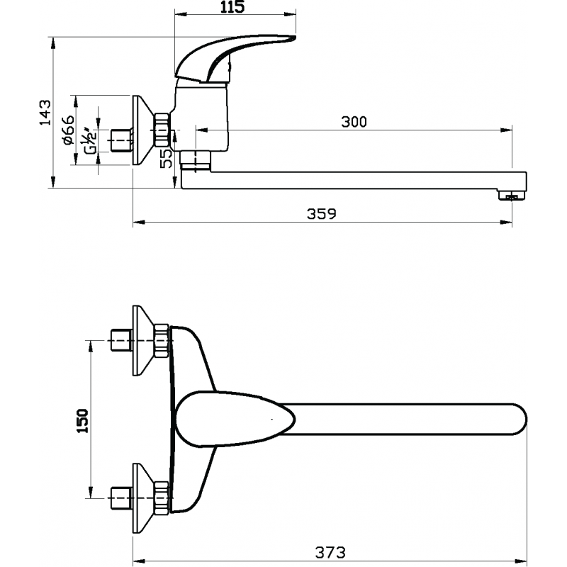 Sarrdesign Kura Wall Kitchen Mixer ,SD1019-CP,