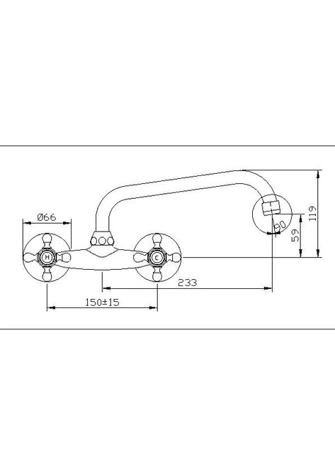 Sarrdesign Mesta Dual Handle Wall-mount Kitchen Mixer ,SD2038-1-CP