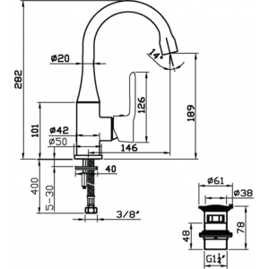 Sarrdesign Trinity High Basin Mixer Side Handle ,SD1048-D-CP