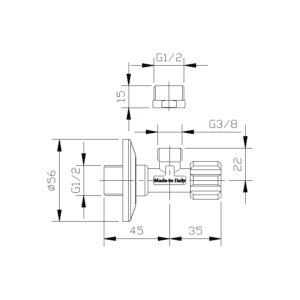 Sarrdesign Angle Valve G½ X 3/8" Chrome ,SD3090-CP