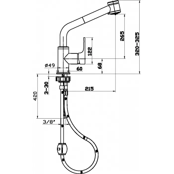 Sarrdesign Tara Kitchen Mixer With Extractable 2 Functions Hand ,SD1057-CP,,,