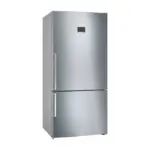 Bosch refrigerator with a stainless steel finish and bottom freezer compartment