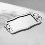 Nehir Zincir Sandblast Tea Tray Silver