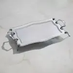 Nehir Zincir Mirror Finish Tea Tray With Stand