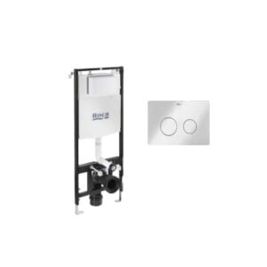 Concealed Tank and Rounded Flush Plate from Roca