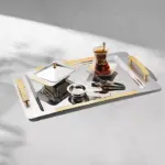 Nehir Sirma Gold Sandblast Tea Tray