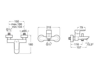 Roca Cala Wall Mounted Bath Shower Mixer A5A026EC00