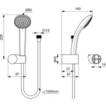 مجموعة دش يدوية من Ideal-Standard-idealrain-s1 مع وضع دش يدوي واحد – 80 مم – is-b9506aa_0