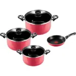 Tefal Minute Stewpot Set With Glass Lid, Size ( 18-20-22-26-30 ) - Red ,4300007359