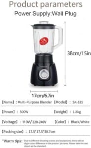 Sokany 2In1 Blender 1.6L 500W, SK-185