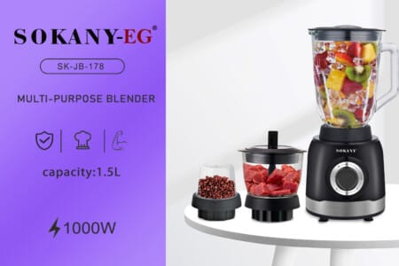 Sokany Blender 2In1 1000W 1.5L, SK-178