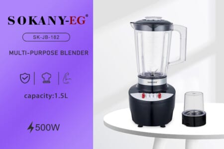 Sokany Blender 3 Speeds 500W With 1 mill, SK-182
