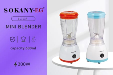 Sokany Mini Blender 0.5L 300Watts Red, SK-703A 