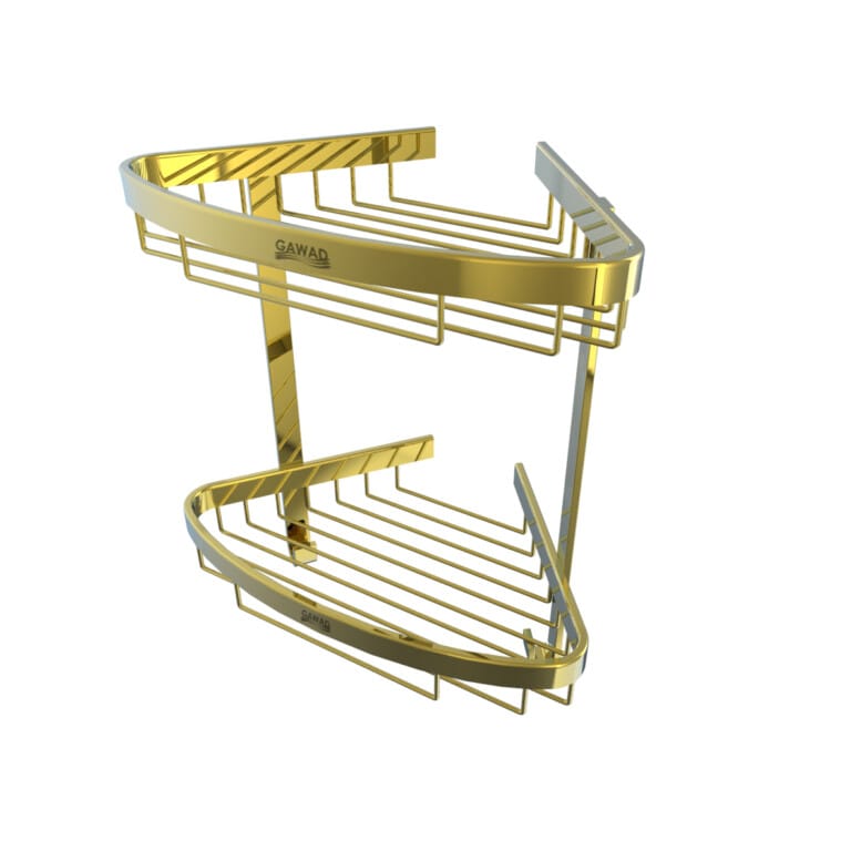 Gawad Verona Bathroom Corner Shelves Gold ,VER-1009PVG