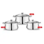 Zahran Stainless Steel Classic Stewpot Set with Glass Lid ,Classic-GL-S18,22,26