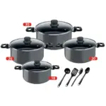 Tefal Cook Natural Cooking Set with Glass Lid, Stewpots 18,20,26,30 + Free Kitchen Tools ,4300007348