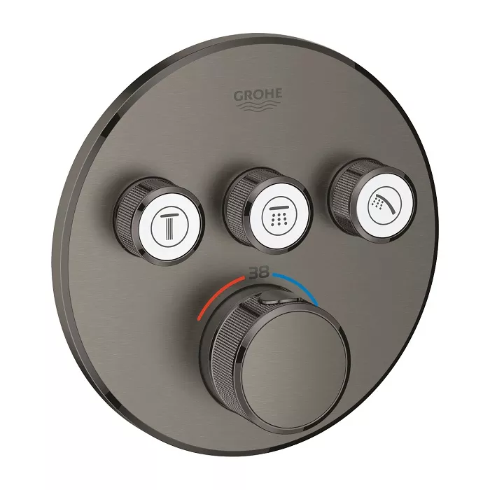 Grohe Grohtherm Smartcontrol Concealed Mixer With 3 Valves Black Matt , 29121AL0