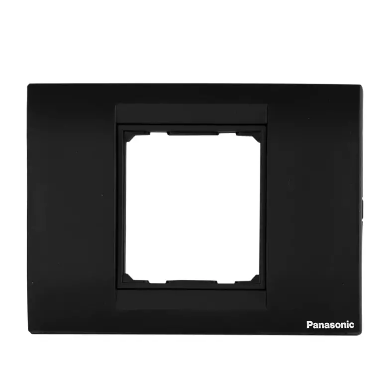 Panasonic 2M plate with mounting frame Black Roma
