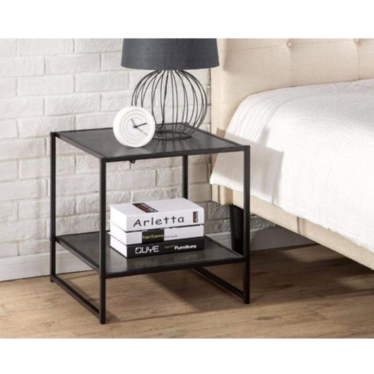 Black steel nightstand