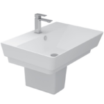 SANIPURE KEPLER WASHBASIN 70 CM WITH HALF-PEDESTAL, WHITE