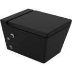 SANIPURE KEPLER WALL-MOUNTED TOILET, RIMLESS WASHDOWN MODEL WITH DOUCHE AND SOFT CLOSE SEAT & COVER BLACK MATT