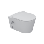 SANIPURE TITAN WALL-MOUNTED TOILET, RIMLESS WASHDOWN MODEL WITH DOUCHE AND NORMAL CLOSE SEAT & COVER